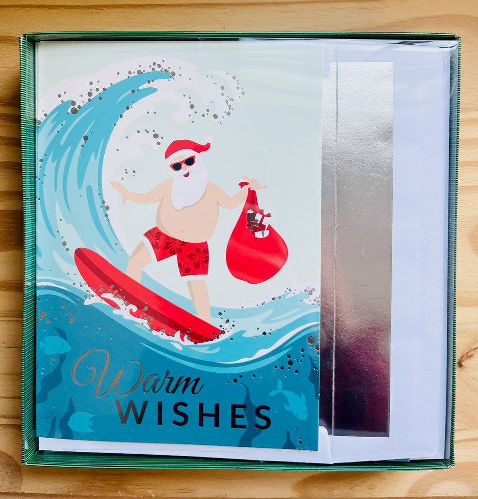 Surfing Santa boxed cards