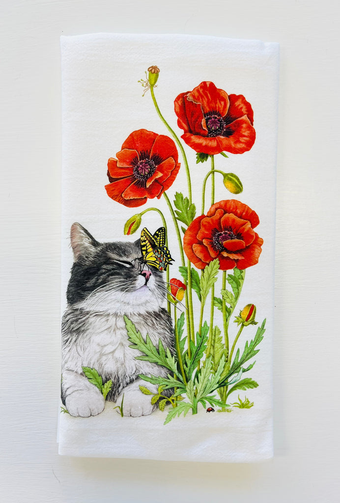 Cat in Flowers Towel