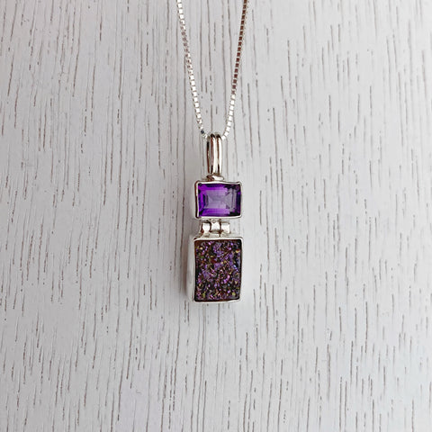 Amethyst and druzy necklace