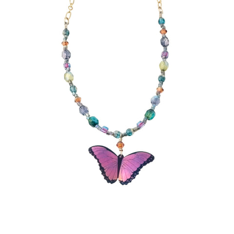 VIOLET BUTTERFLY BEADED NECK