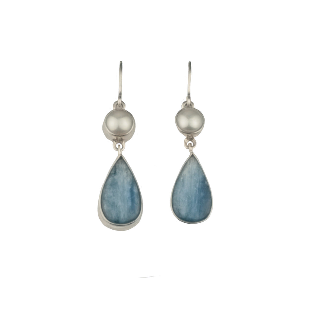 Kyanite and Pearl Earrings